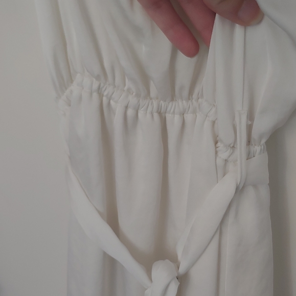 Silky White Ruffled Mini Dress, soft spring summer - Picture 5 of 10